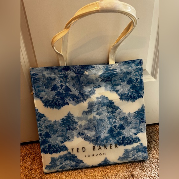 Ted Baker Blue and White Patterned Medium Icon Tote - Picture 2 of 4